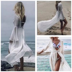 SUN - GODDESS Low Cut Open Front Long Sleeves Cover Up